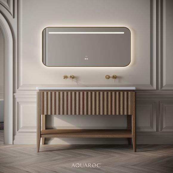 Kensington Double Vanity Unit & Stone Basin 1200mm Smoked Oak